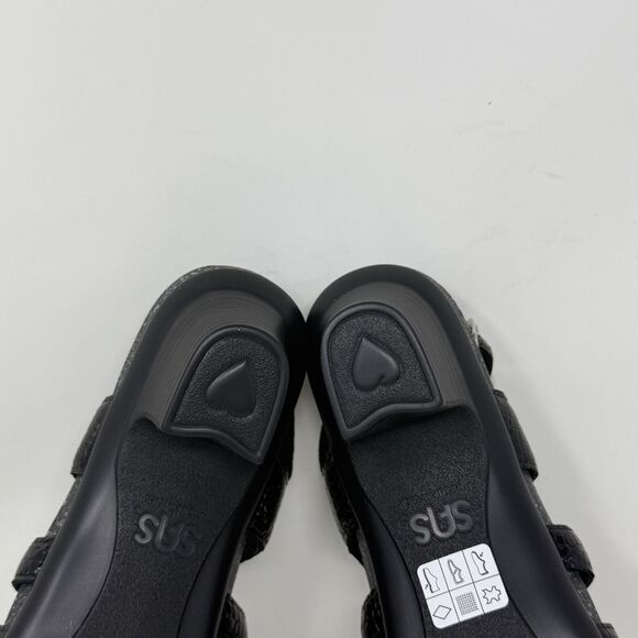 SAS Allegro Sandals Womens 10 N Narrow Black Leather Croc Print Pump Strappy - Picture 14 of 15